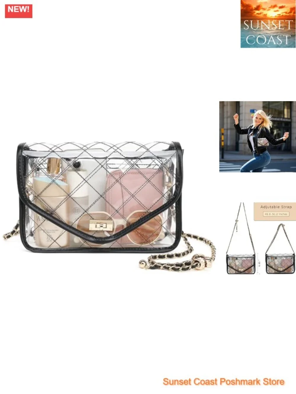 Clear Quilted PVC Crossbody Bag Stadium Approved Concerts